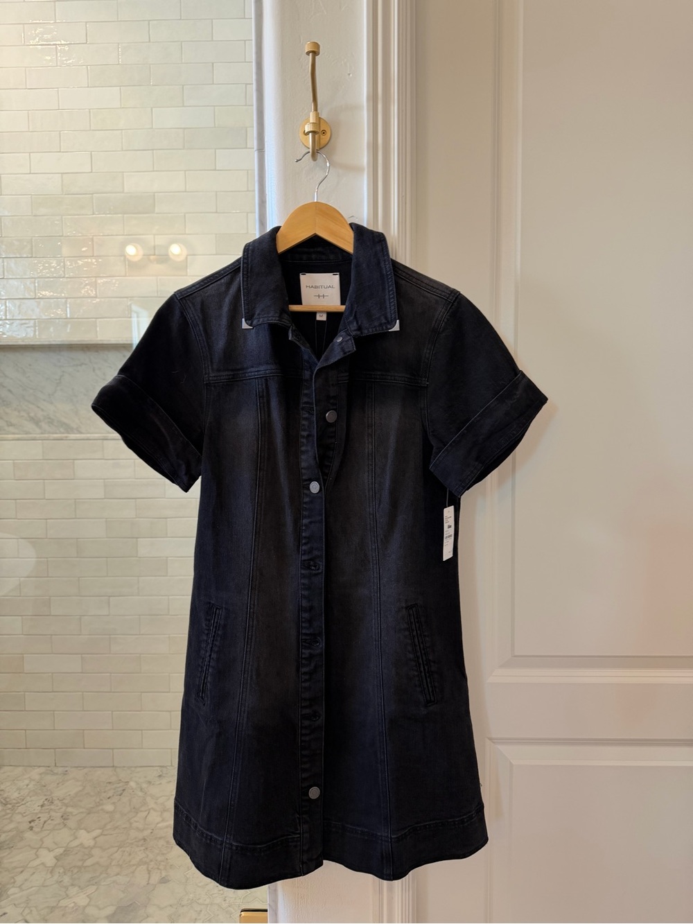 Womens black jean mini dress. High quality. New with tags